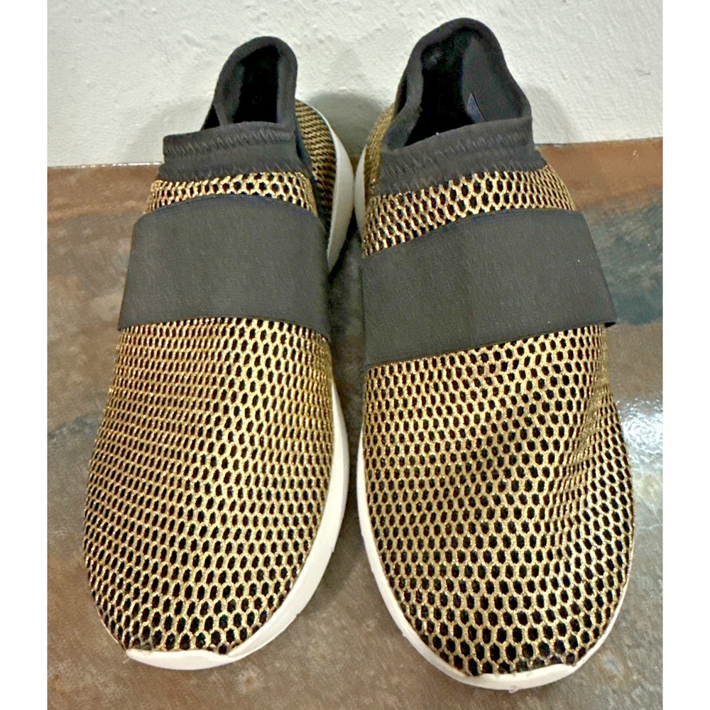NWB FitFlop Airmesh Black Gold Slip On Sneakers Womens 7.5 EU 38.5 Comfort